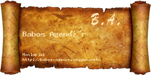 Babos Agenór névjegykártya